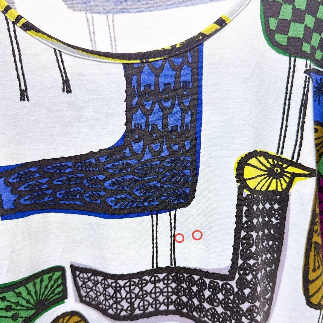 ミナペルホネン♡mingling 半袖Tシャツ 鳥 個性的 総柄 コットン S