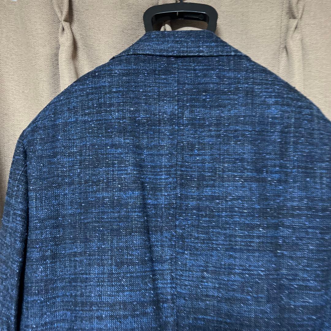 【美品】BEAMS麻混ネイビー テーラードジャケット