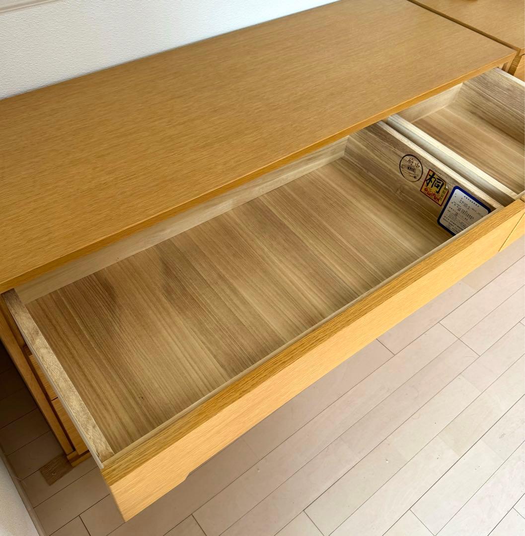 美品 IDC大塚家具 府中家具 幅136cmチェスト 国産 高品質 焼印有 楢材