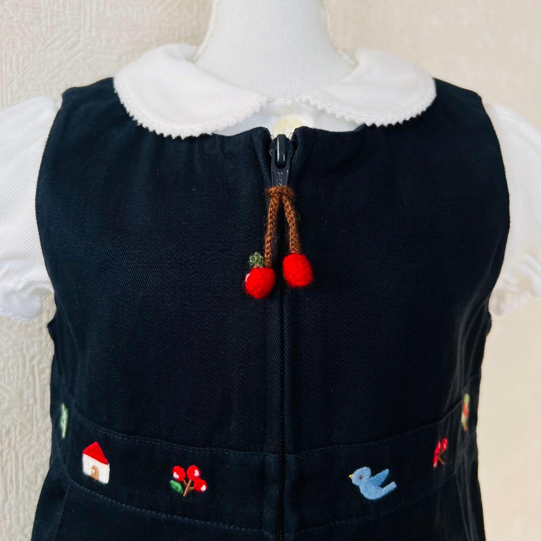 【おすすめ】familiar 可愛い刺繍 ブラウスとワンピース 90cmのセット