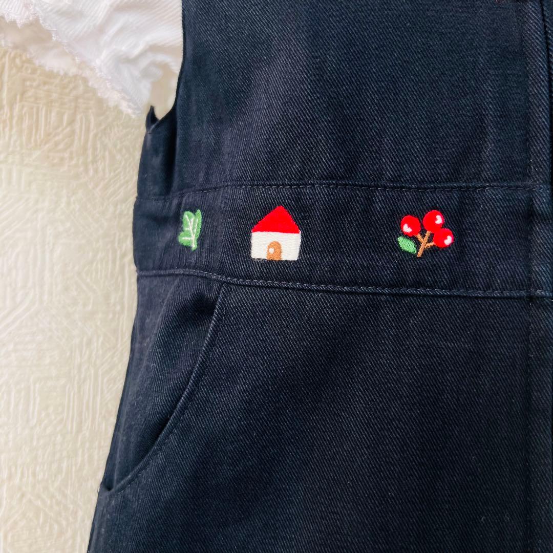 【おすすめ】familiar 可愛い刺繍 ブラウスとワンピース 90cmのセット