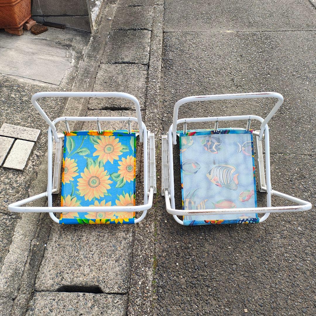 美品 折りたたみ式 ビーチチェア 2脚セット アウトドアチェア