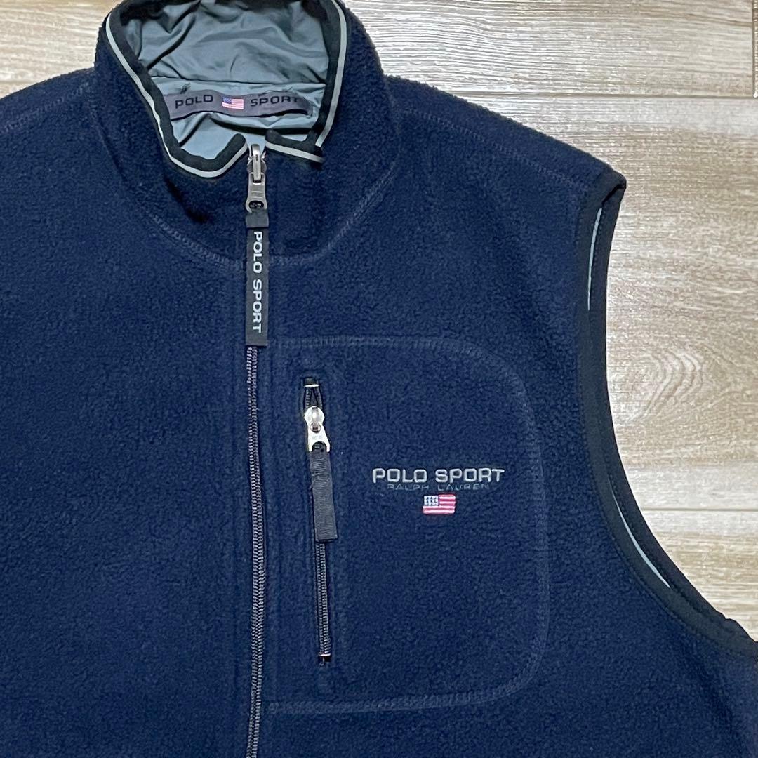 [M] 90s POLO SPORT リバーシブル ナイロン フリース ベスト