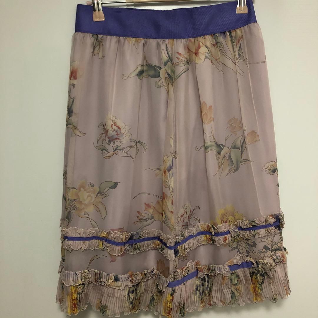 EPOCA シルクドレス フラワープリント シフォン上40下38