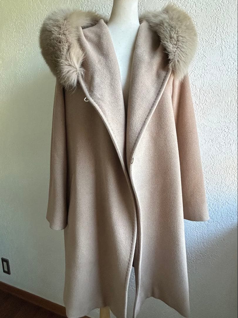 ★Max Maraマックスマーラ★希少アンゴラシルクFOXファー付き上品コート