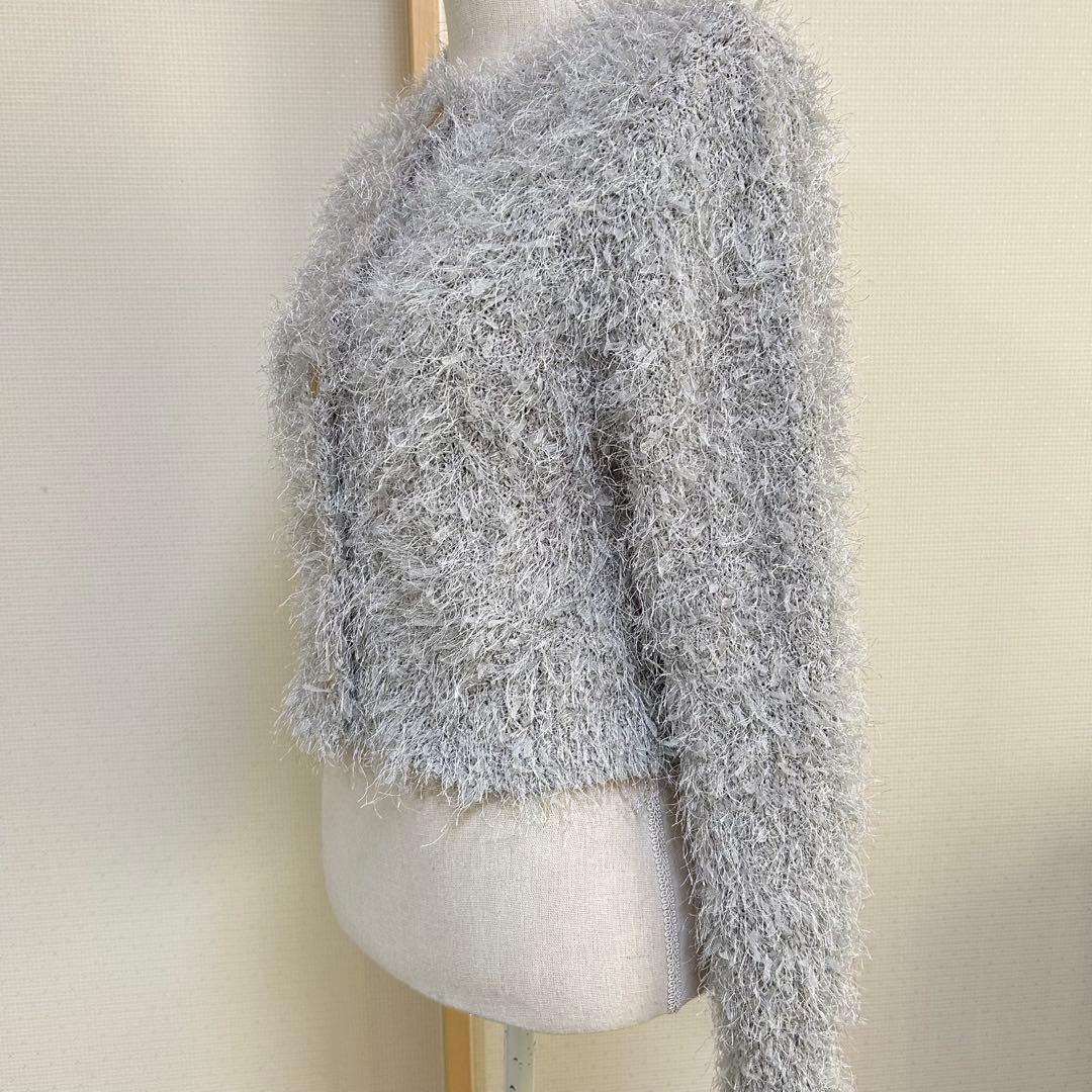 【美品】洗える♡mystrada フェザーカーディガン ブルーグレー 38