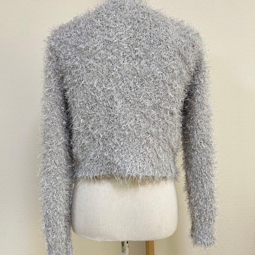 【美品】洗える♡mystrada フェザーカーディガン ブルーグレー 38