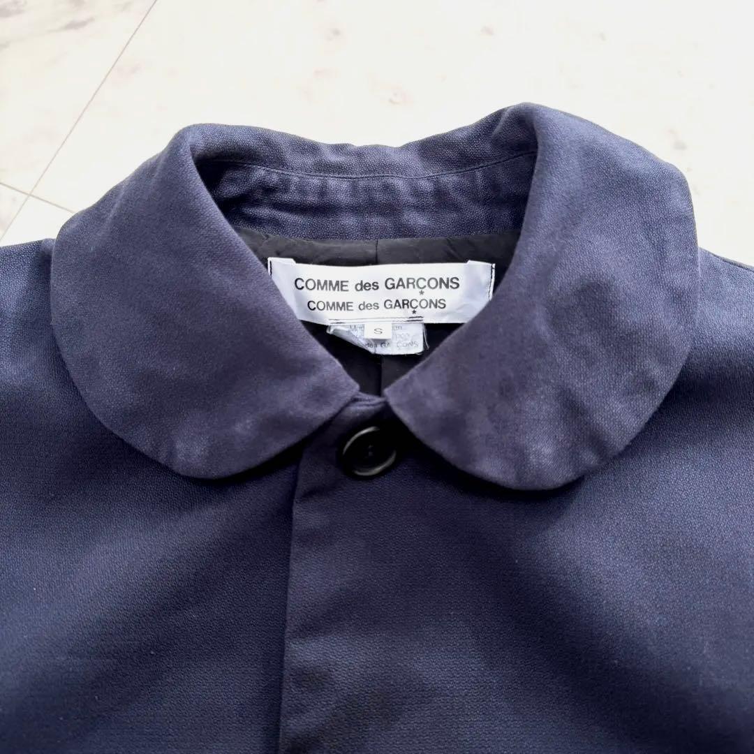 【COMME des GARCONS】コムコム 丸襟 Aラインコート ネイビー