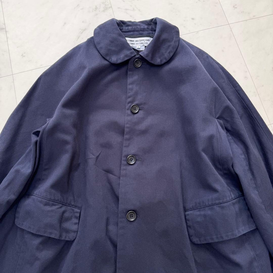【COMME des GARCONS】コムコム 丸襟 Aラインコート ネイビー