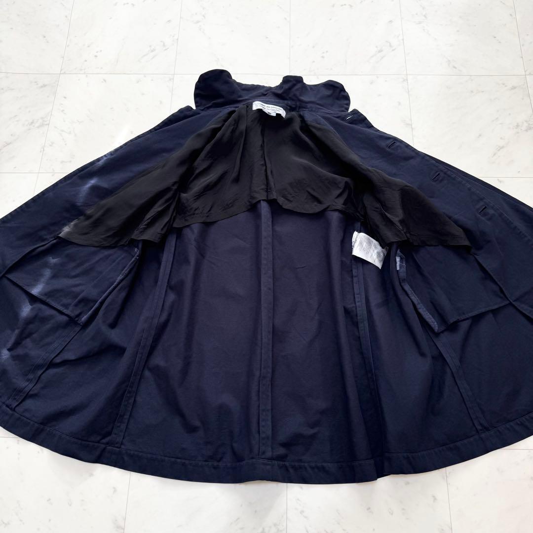 【COMME des GARCONS】コムコム 丸襟 Aラインコート ネイビー