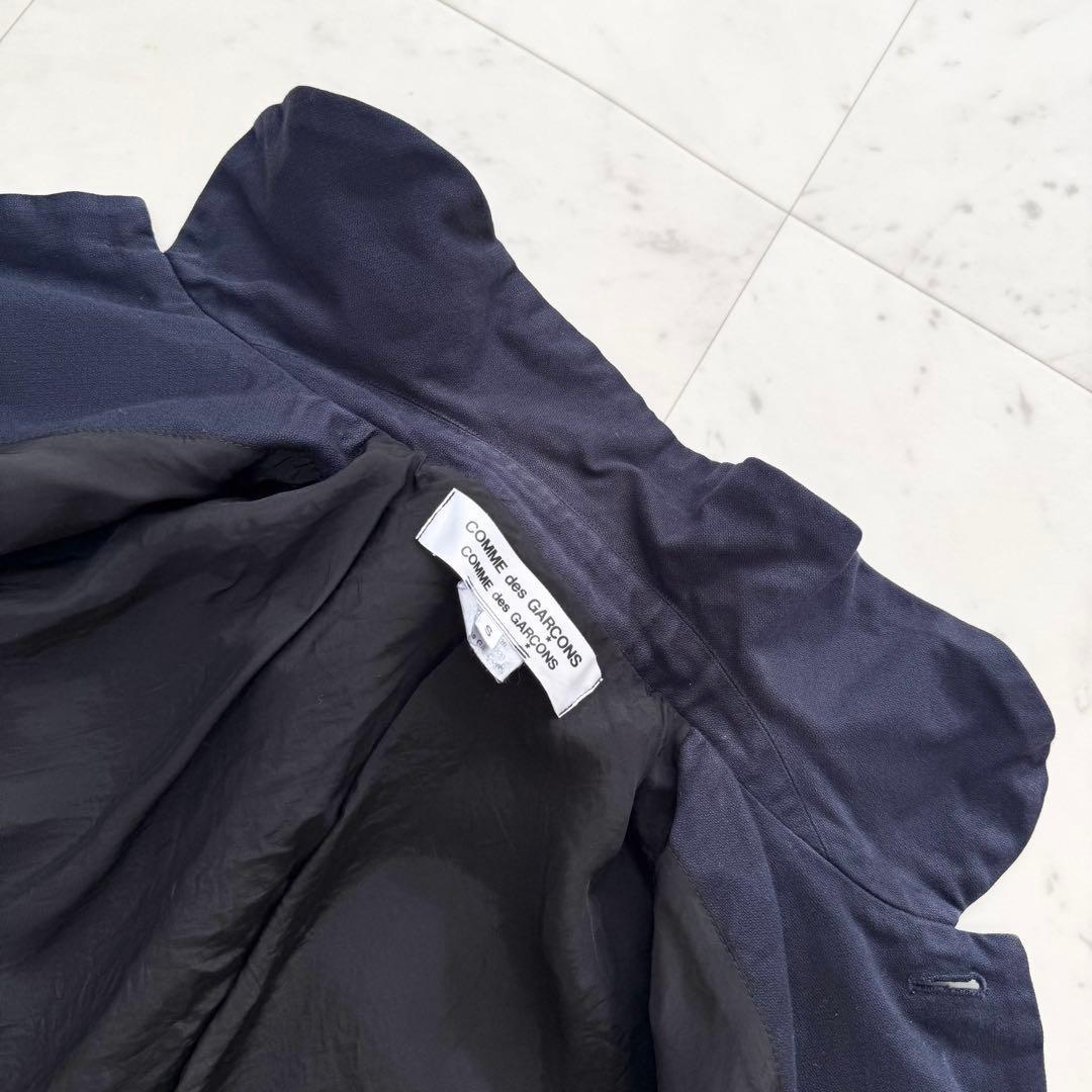 【COMME des GARCONS】コムコム 丸襟 Aラインコート ネイビー