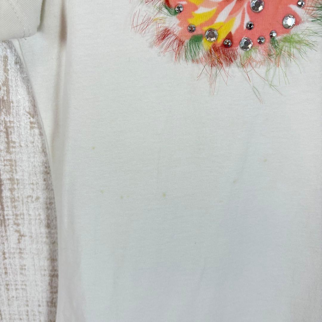 クリスチャンディオール ガリアーノ 花柄 ストーン ロゴプレート シルクTシャツ
