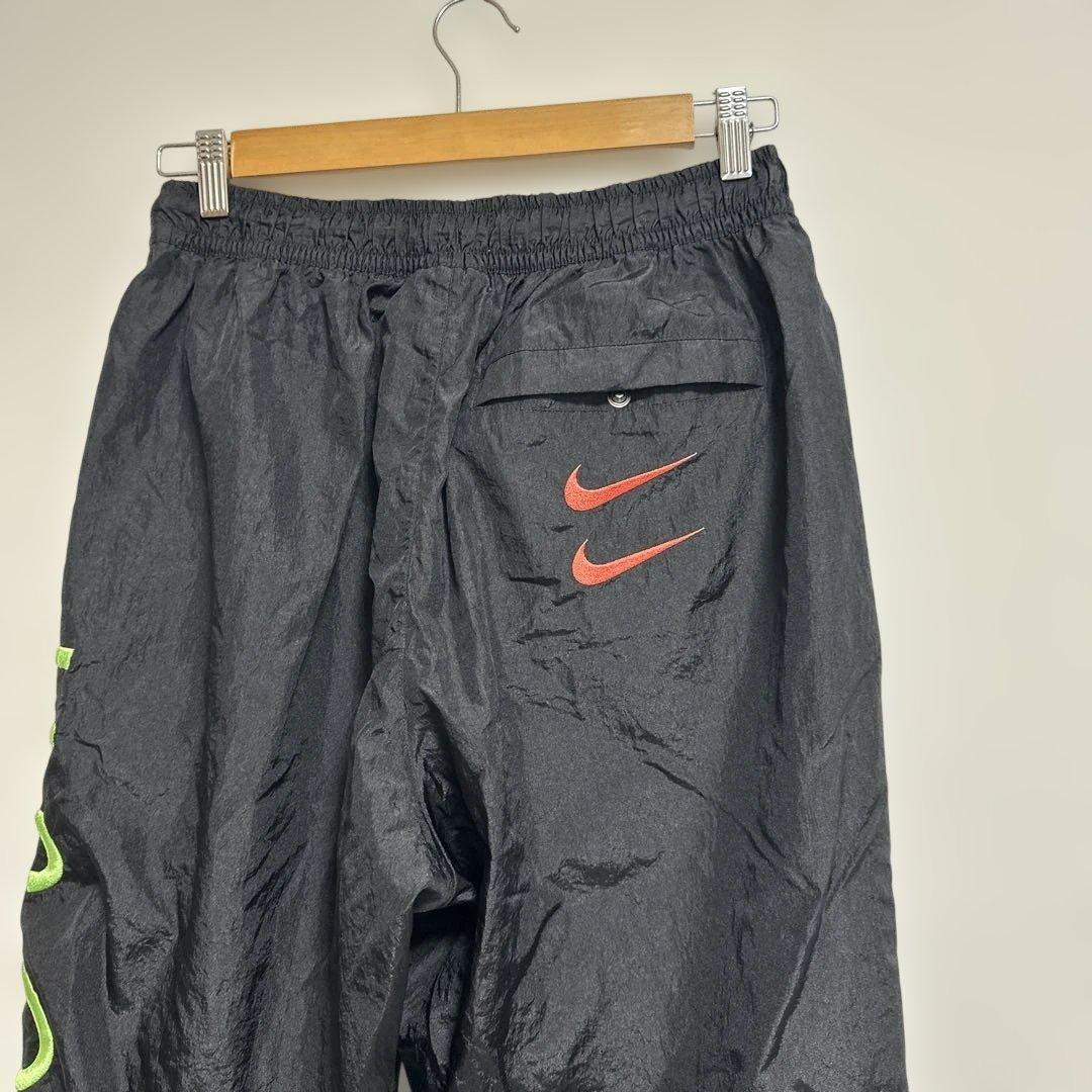 【美品】NIKE ウーヴン　ナイロンパンツ　ダブルスウッシュ　SWOOSH 黒
