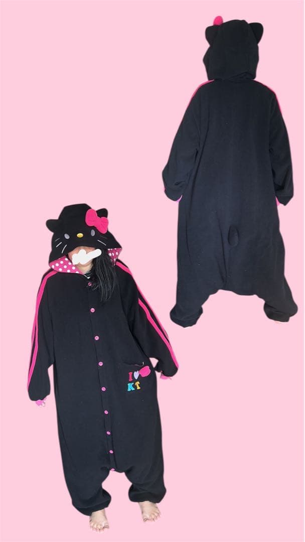 サザック　キティ　着ぐるみ　ルームウェア　パジャマ　ブラック　L