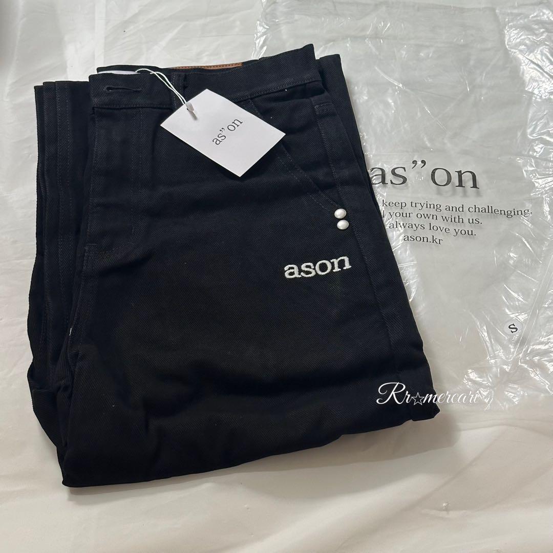 新品★即日発送★韓国ASON as''on ブラック M デニムパンツ　/v5