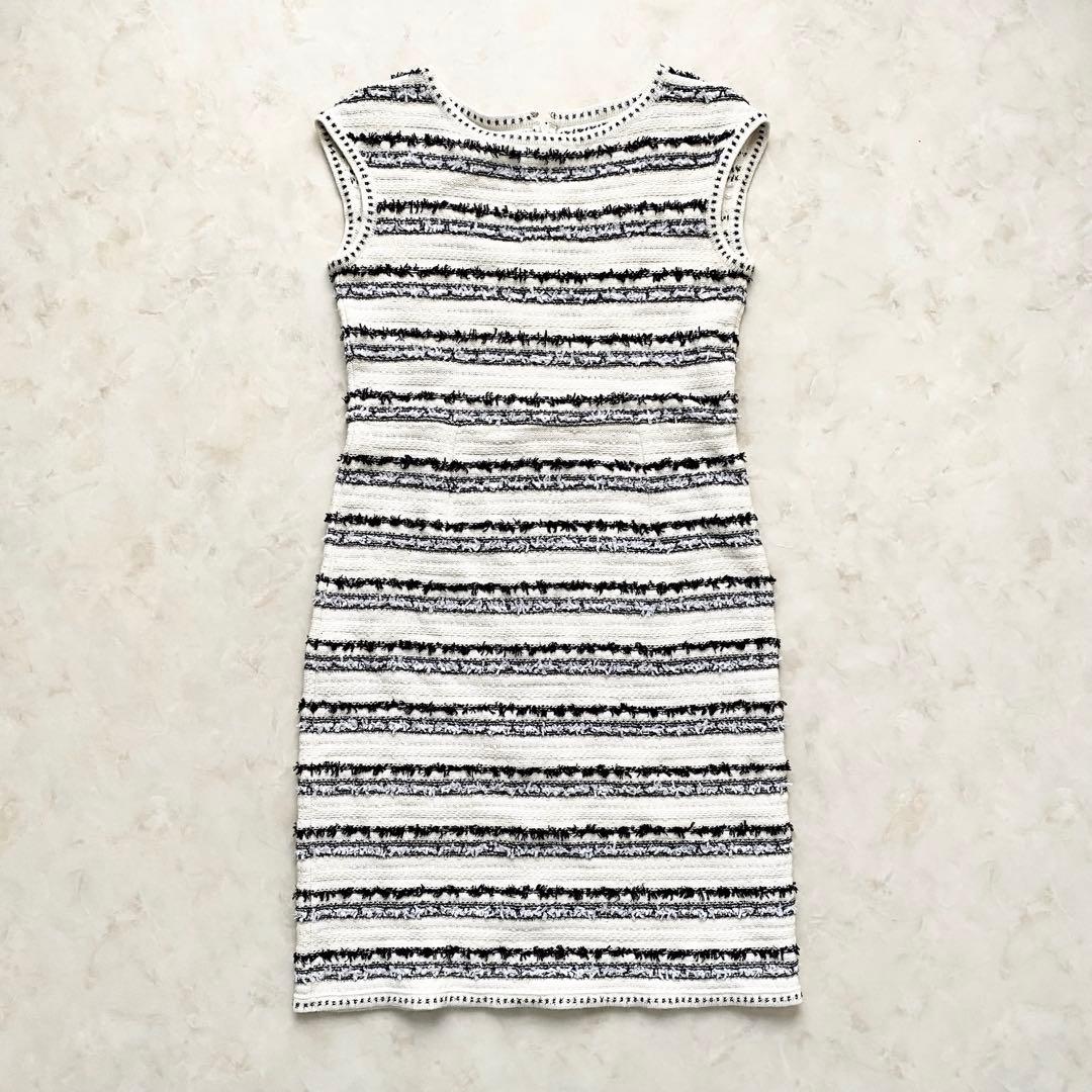 美品♡ANAYI アナイ リボンヤーン ニットツイードワンピース　セレモニー M