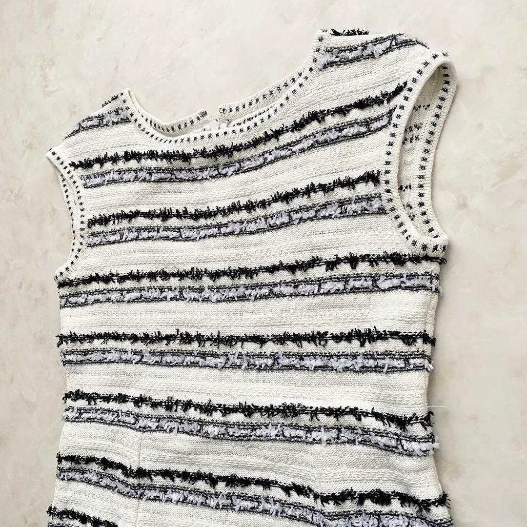美品♡ANAYI アナイ リボンヤーン ニットツイードワンピース　セレモニー M