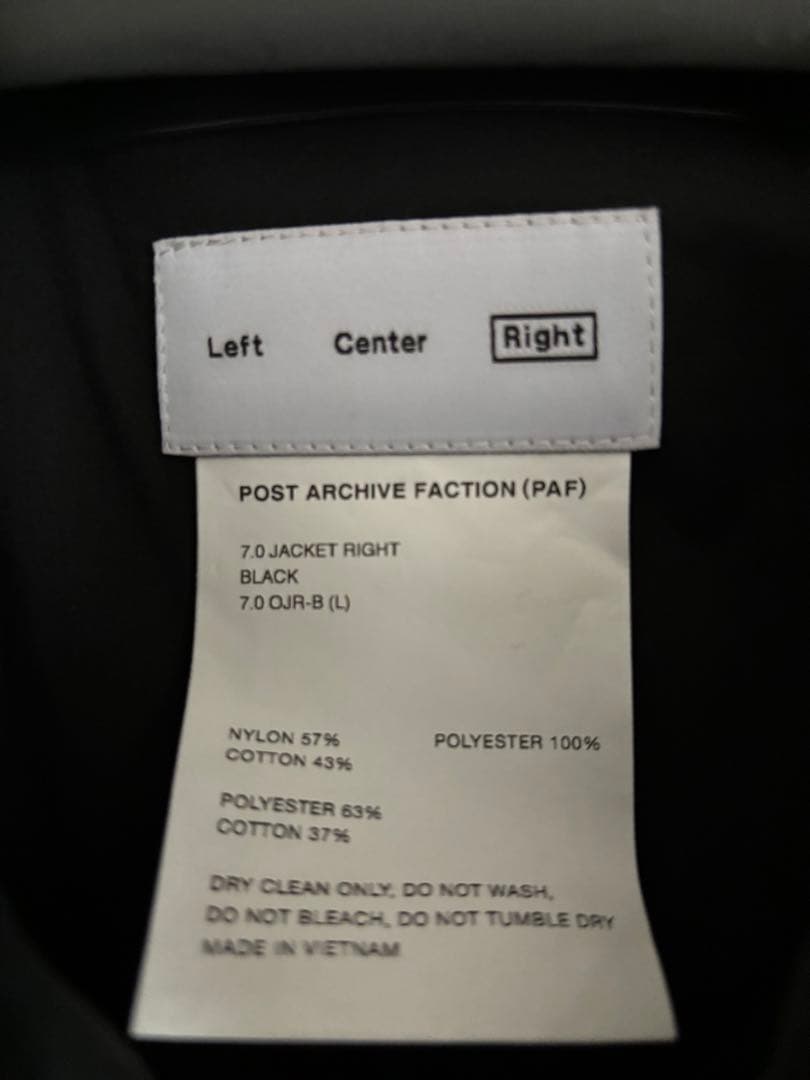 ジャケット・アウター post archive faction 7.0 JACKET RIGHT