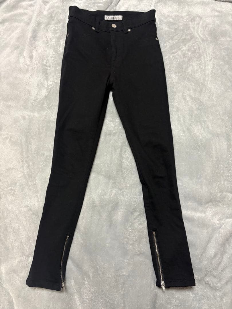 明日投稿最終　sheller デニム スキニー　シルバージップ　ブラック　S