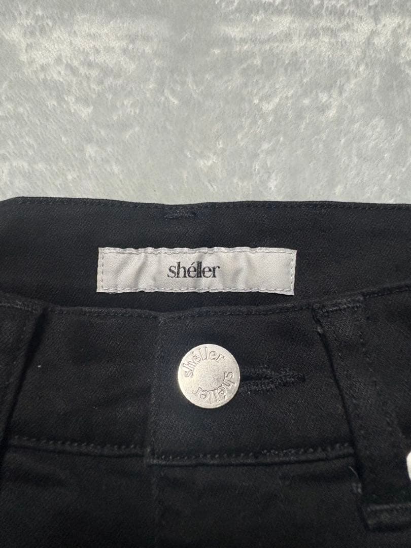 明日投稿最終　sheller デニム スキニー　シルバージップ　ブラック　S