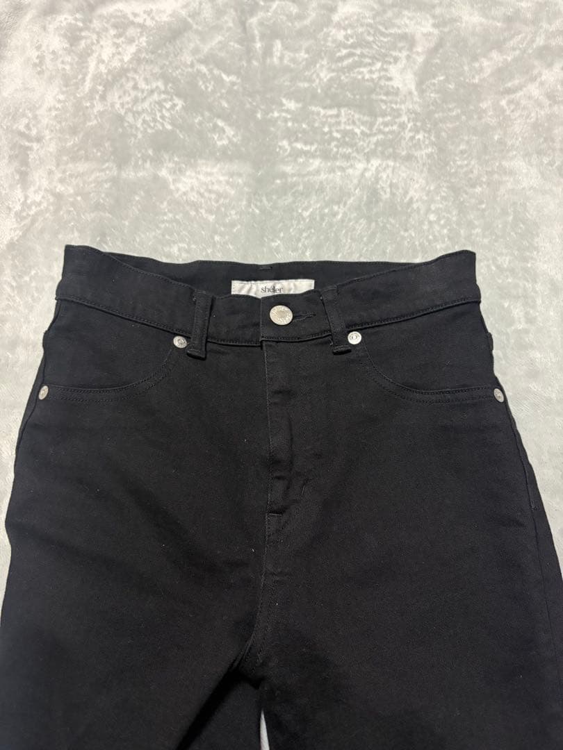 明日投稿最終　sheller デニム スキニー　シルバージップ　ブラック　S