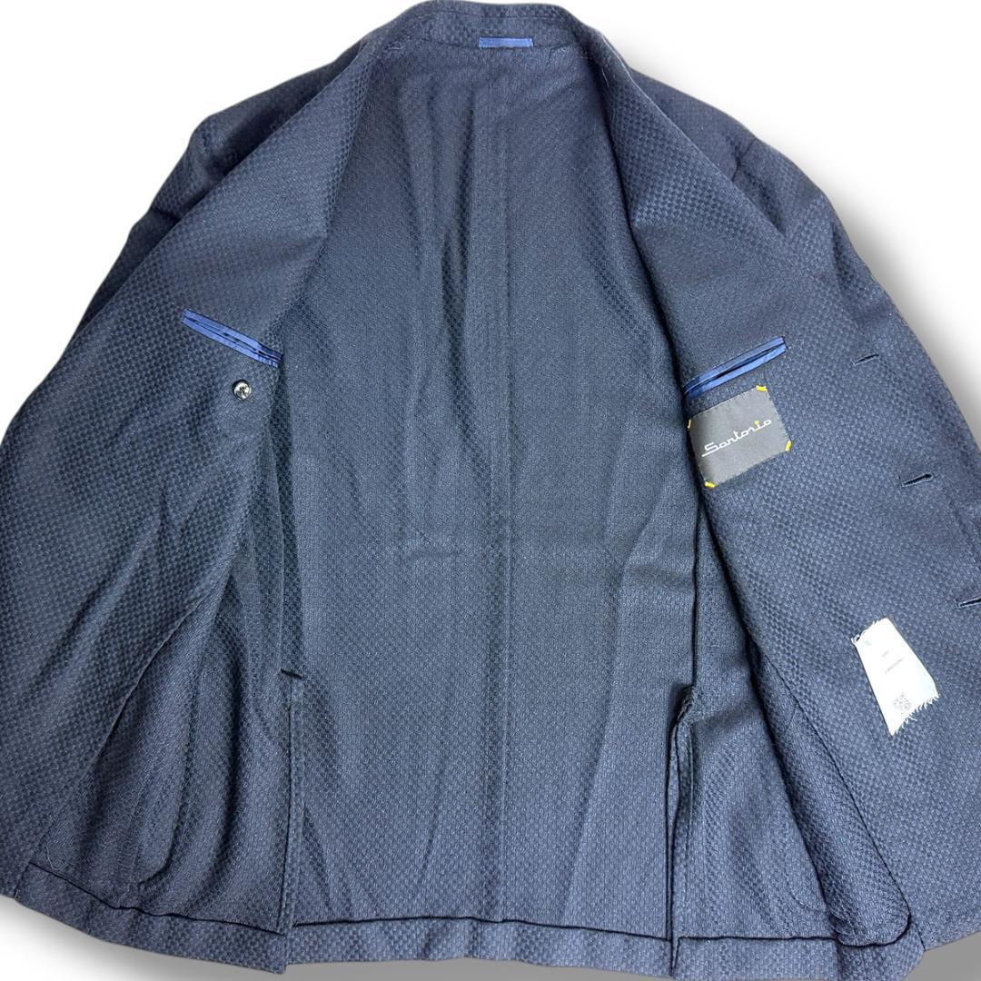 J6224 美品 サルトリオ ワッフル テーラードジャケット ネイビー 50
