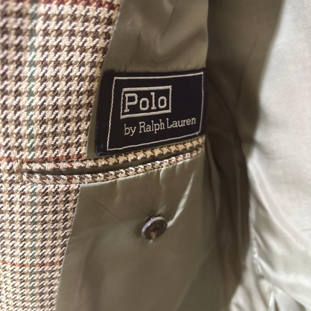 Poloラルフローレン グレンチェック ジャケット シルク混 茶