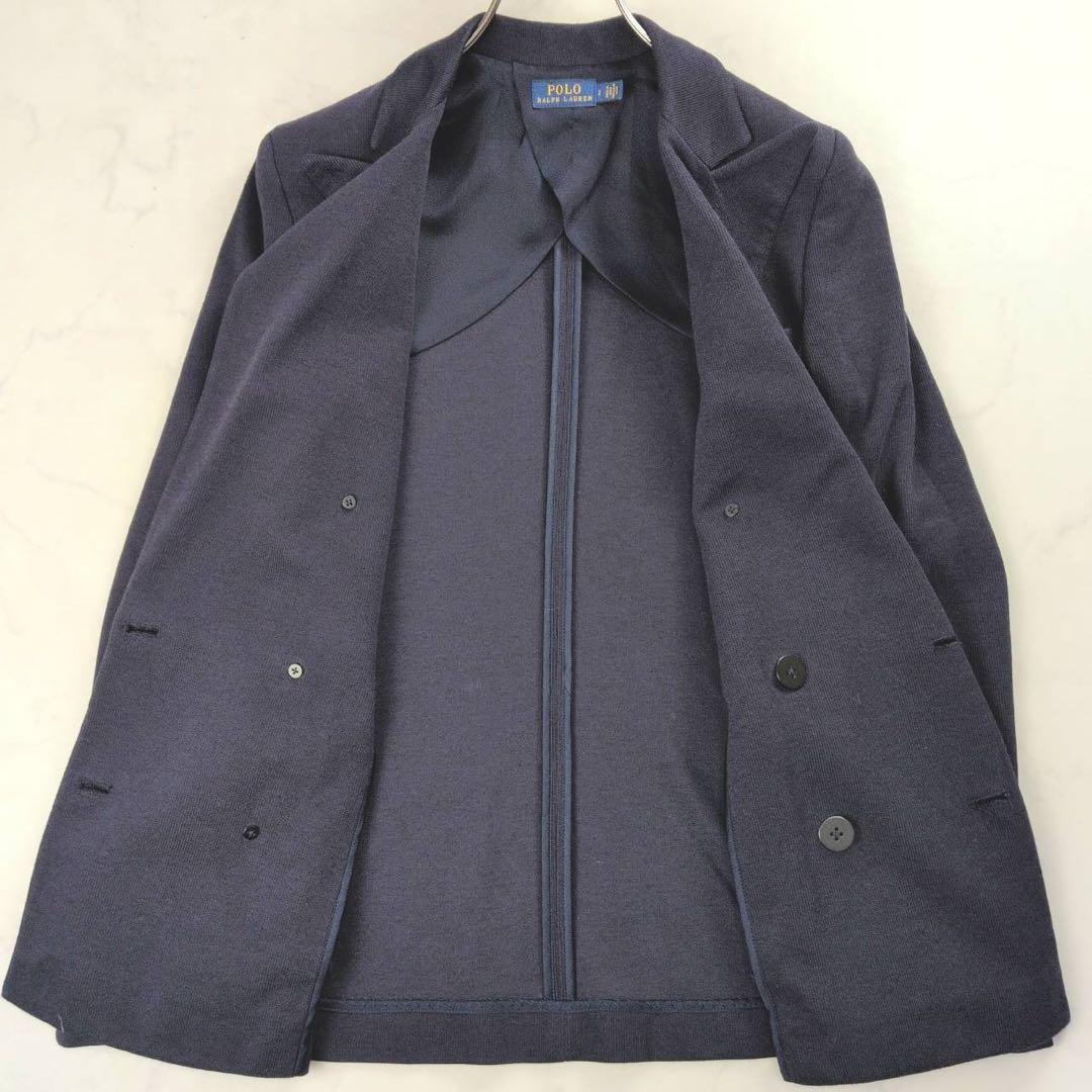 【美品✨】ポロラルフローレン ダブルブレスト ニットジャケット 金ボタン 紺ブレ