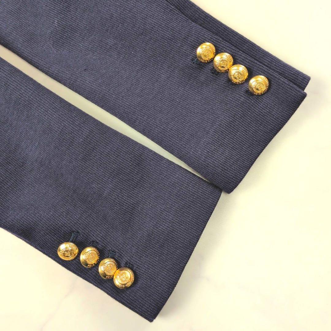 【美品✨】ポロラルフローレン ダブルブレスト ニットジャケット 金ボタン 紺ブレ