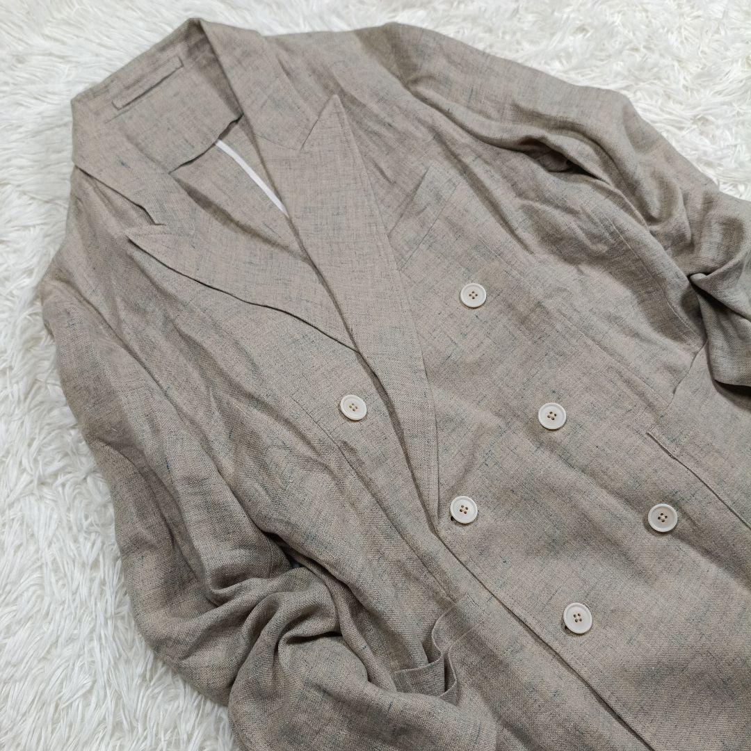 美品✨CABaN メランジリネン ダブルブレストジャケット　ベージュ　S