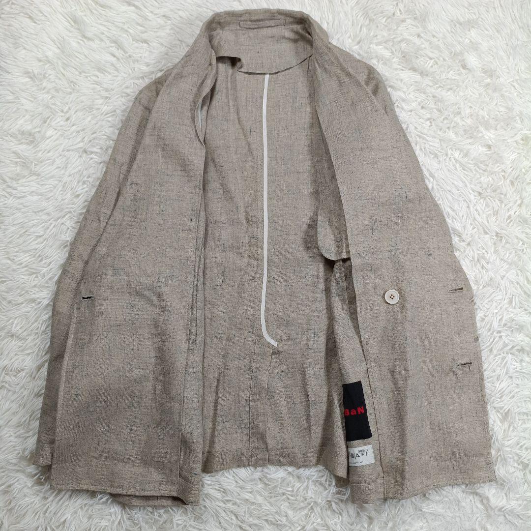 美品✨CABaN メランジリネン ダブルブレストジャケット　ベージュ　S