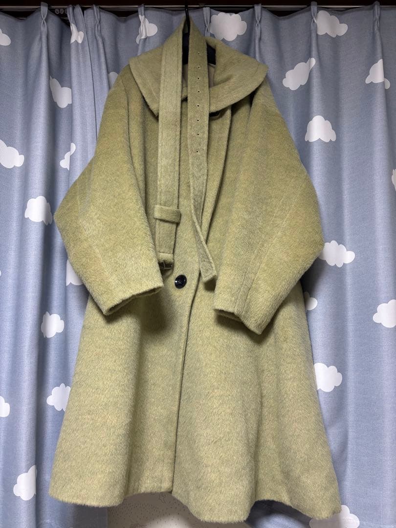 ゆるふわアシメカラー・シャギーコート(ベルト付き) Mサイズ ルイルエブティック