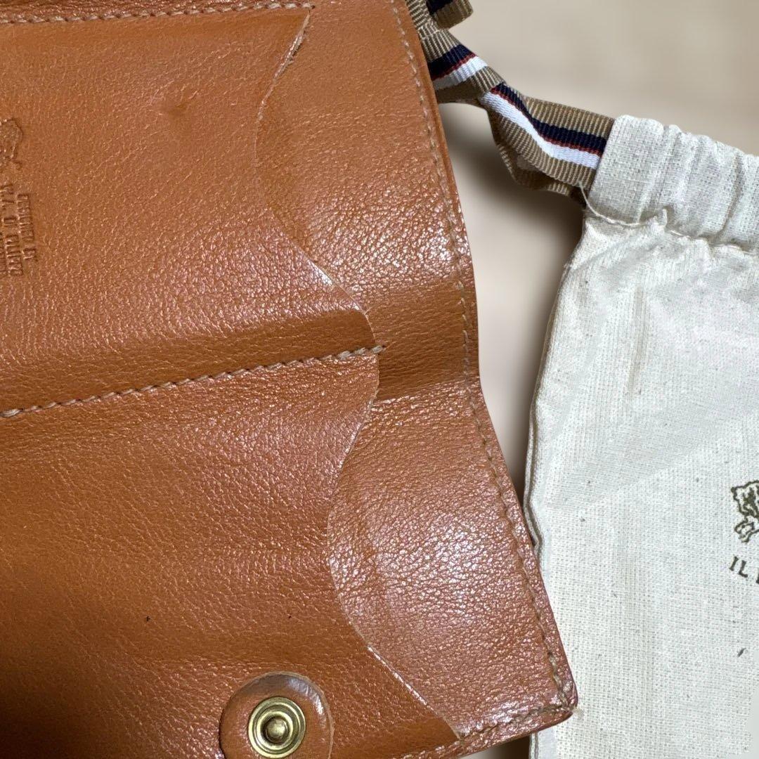 IL BISONTE ブラウン 三つ折り財布 専用袋付き