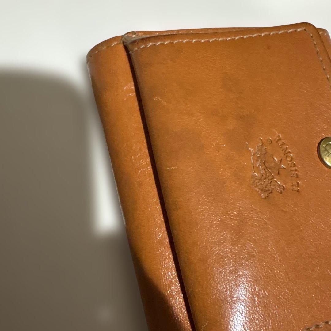 IL BISONTE ブラウン 三つ折り財布 専用袋付き