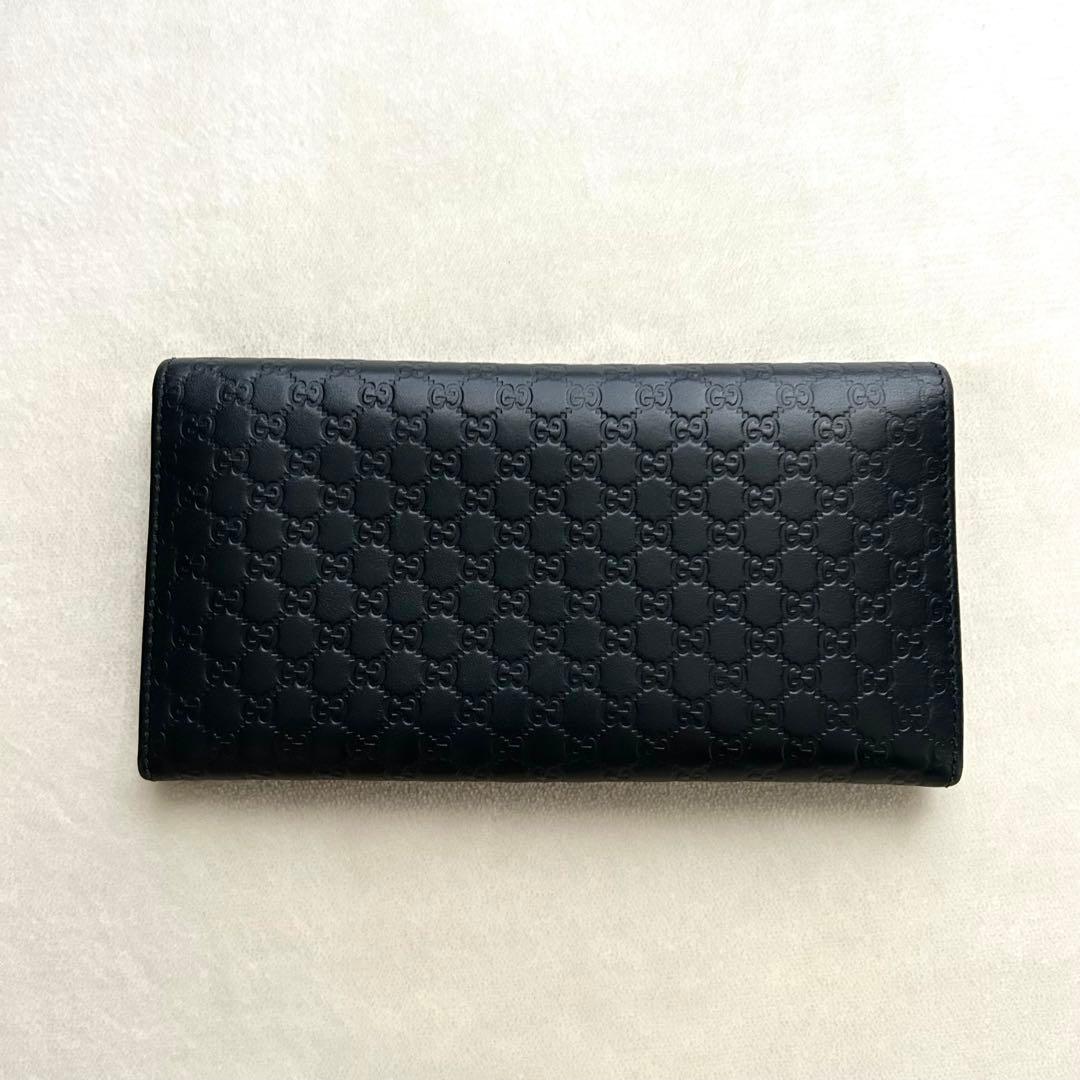 美品 GUCCI グッチ 長財布 二つ折り財布 シマ ブラック