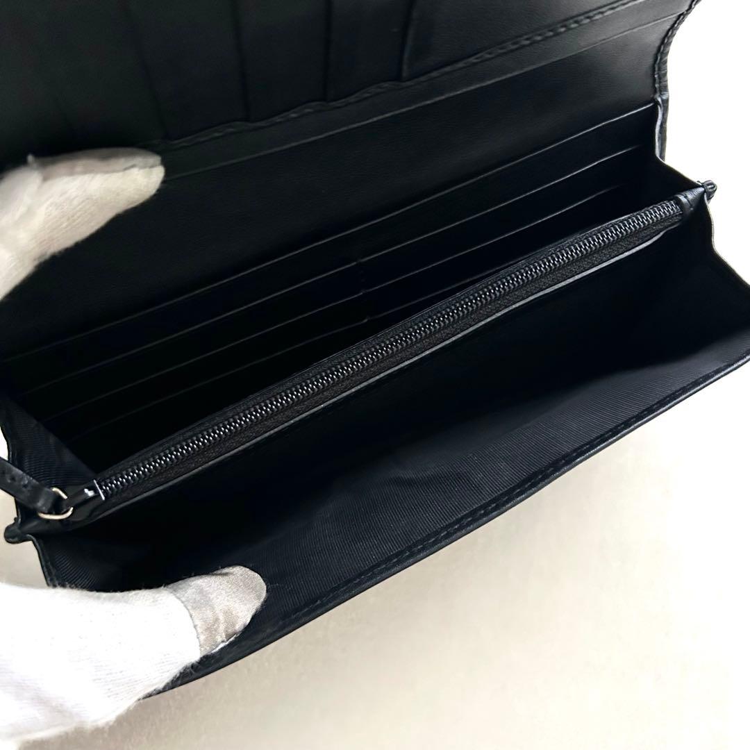美品 GUCCI グッチ 長財布 二つ折り財布 シマ ブラック