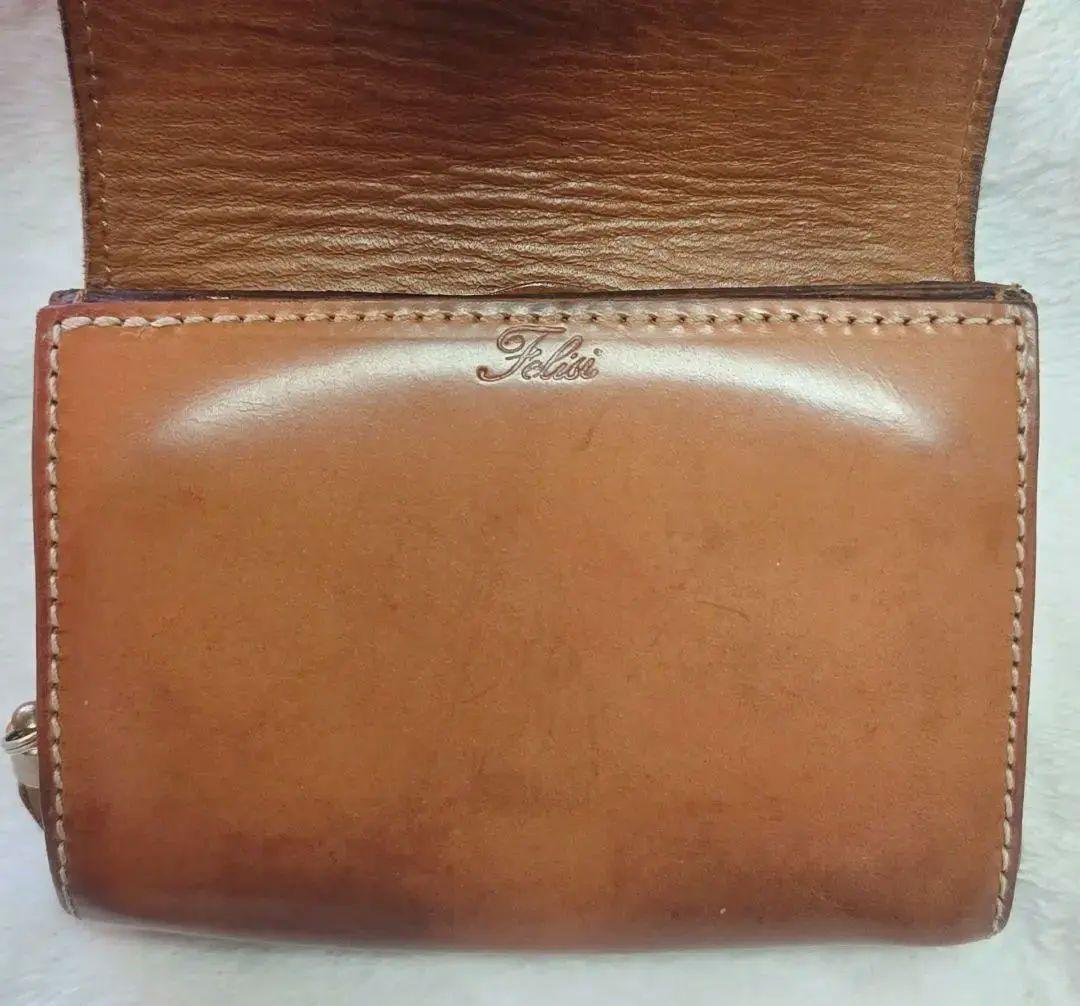 美品✨フェリージ コロコロ 3500 ブラウン 二つ折り財布 レザー