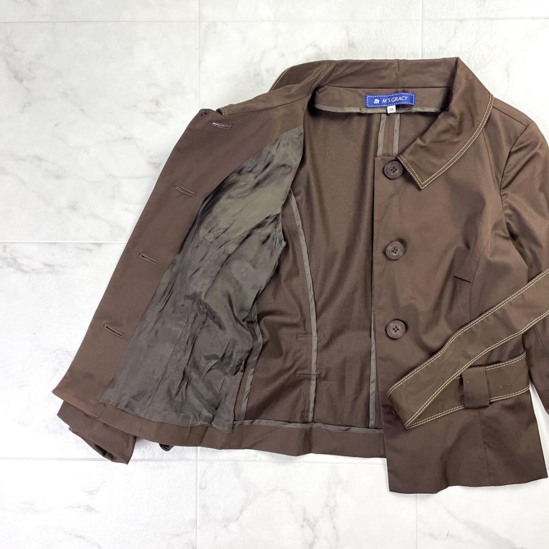 M'S GRACY ステッチステンカラージャケット 茶色 サイズ38*KD950