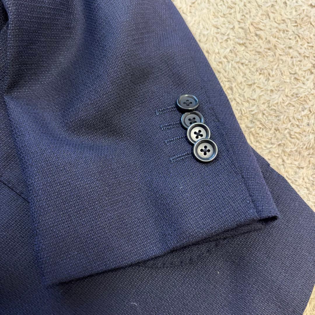 【美品】BEAMS F 段返し3つボタン ウール ポップサック 紺 44 8R
