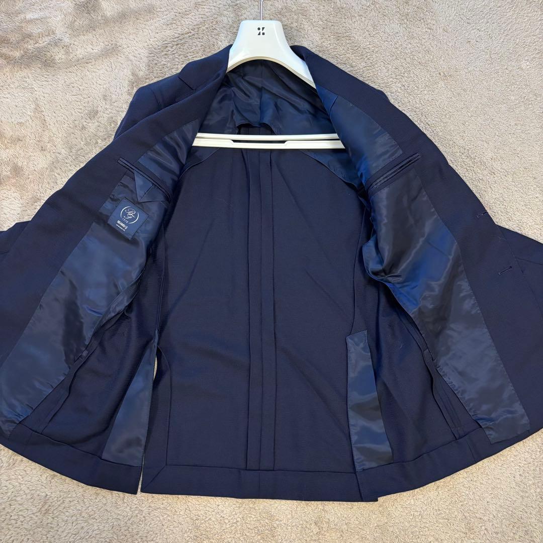 【美品】BEAMS F 段返し3つボタン ウール ポップサック 紺 44 8R