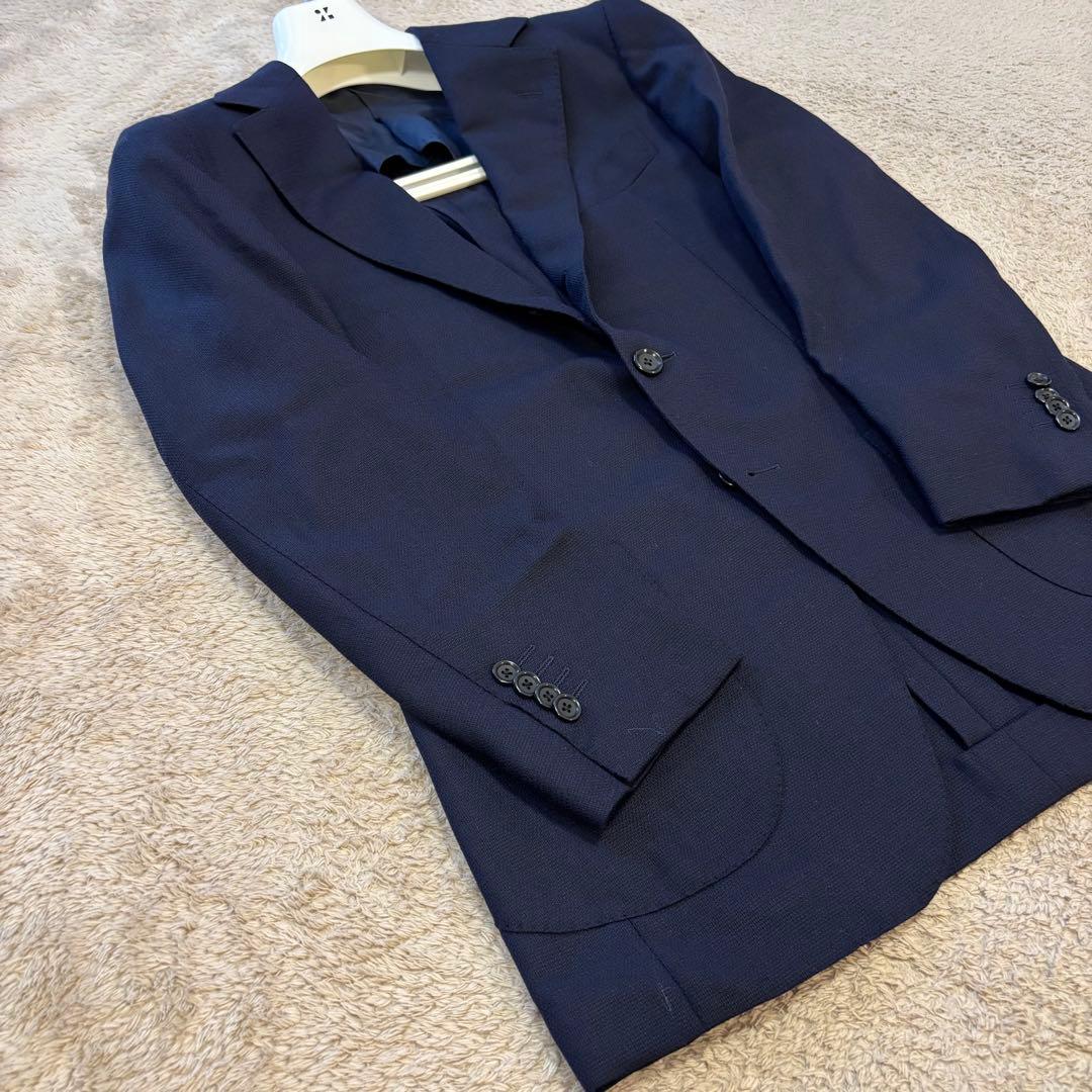 【美品】BEAMS F 段返し3つボタン ウール ポップサック 紺 44 8R