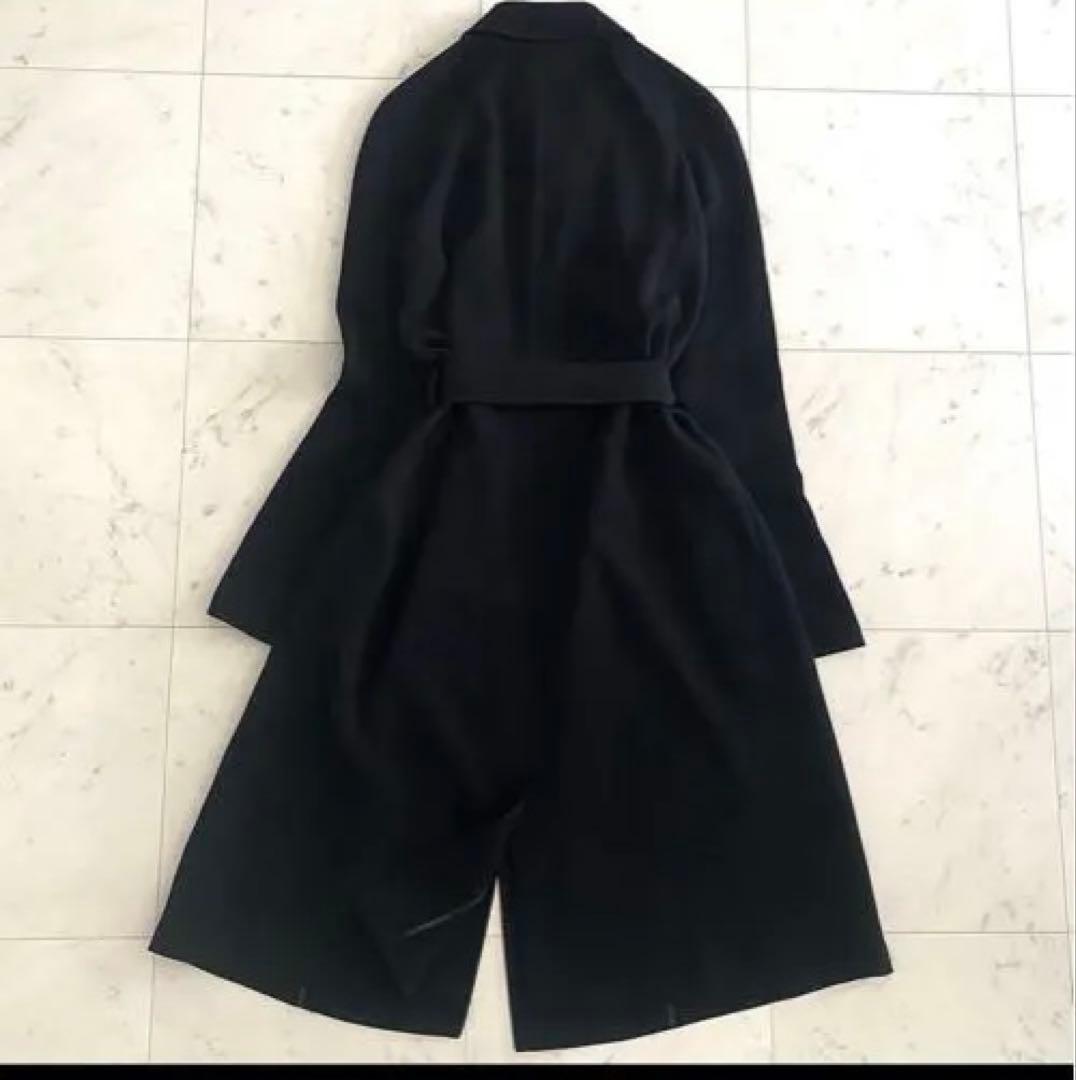 美品 Theoryセオリー シンセティッククレープ ロングコート 黒 とろみ素材