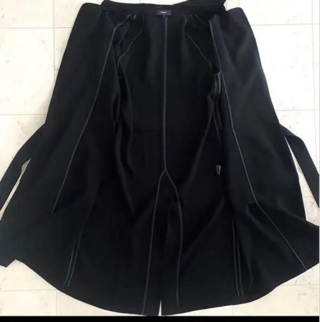 美品 Theoryセオリー シンセティッククレープ ロングコート 黒 とろみ素材