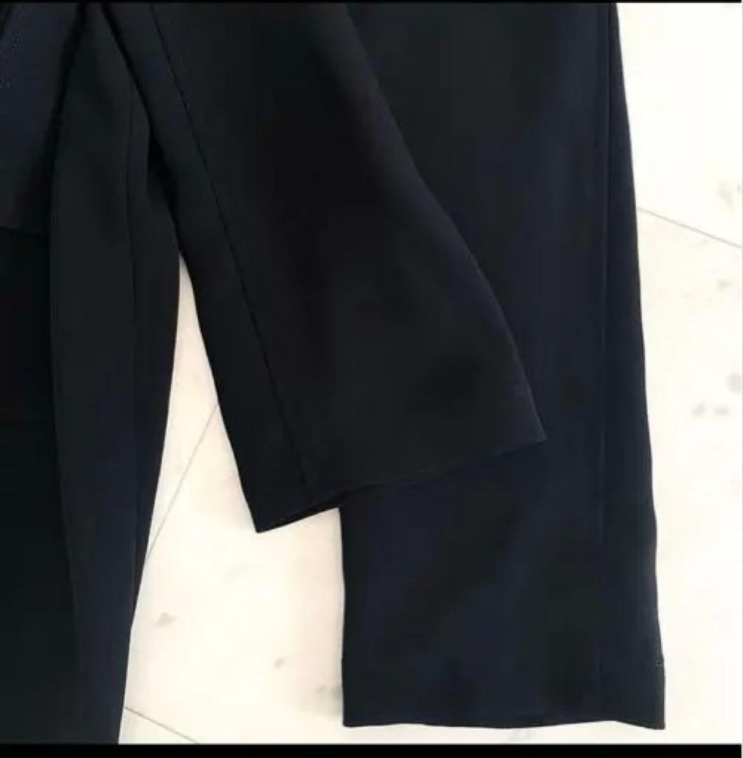 美品 Theoryセオリー シンセティッククレープ ロングコート 黒 とろみ素材