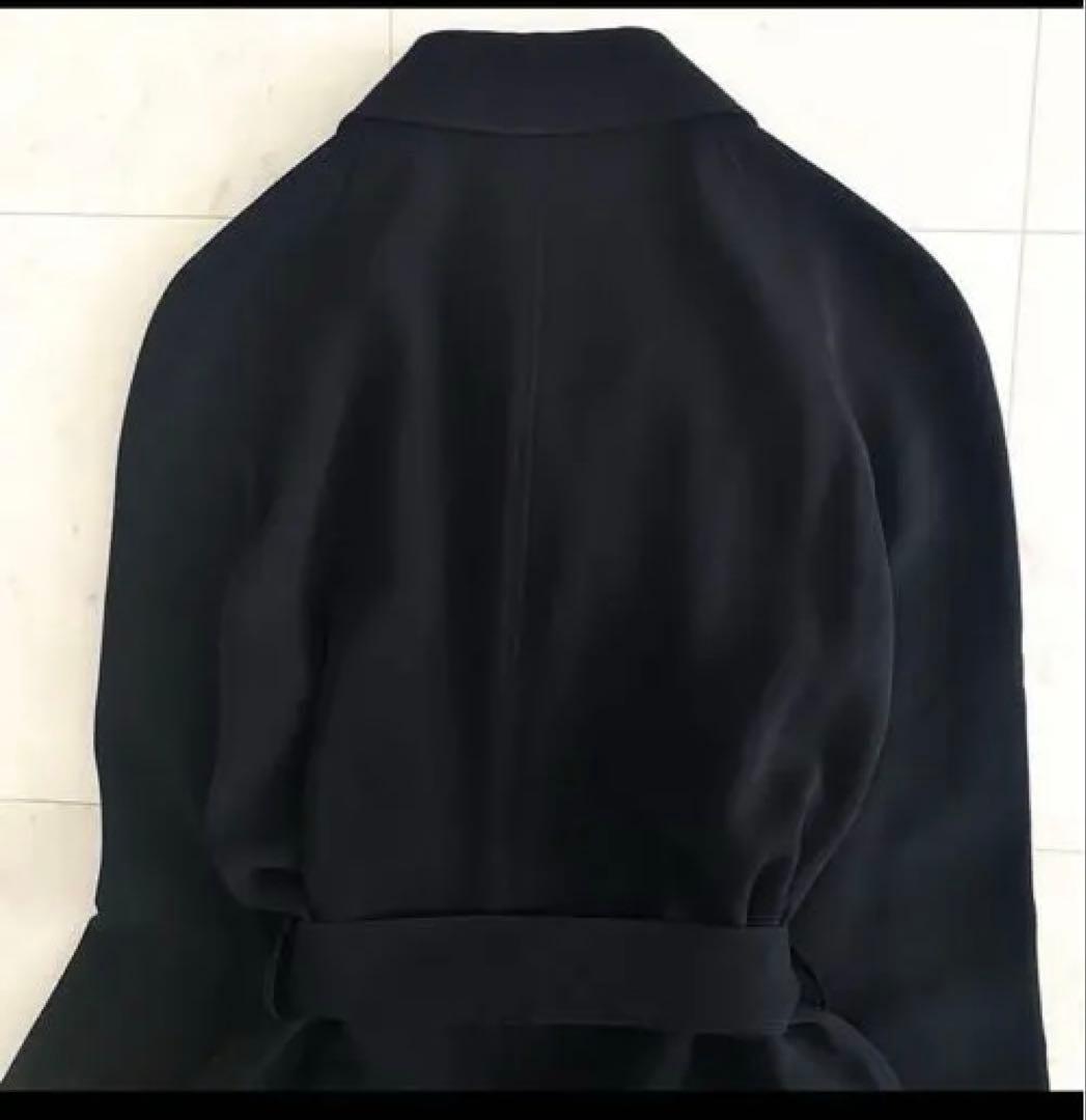 美品 Theoryセオリー シンセティッククレープ ロングコート 黒 とろみ素材