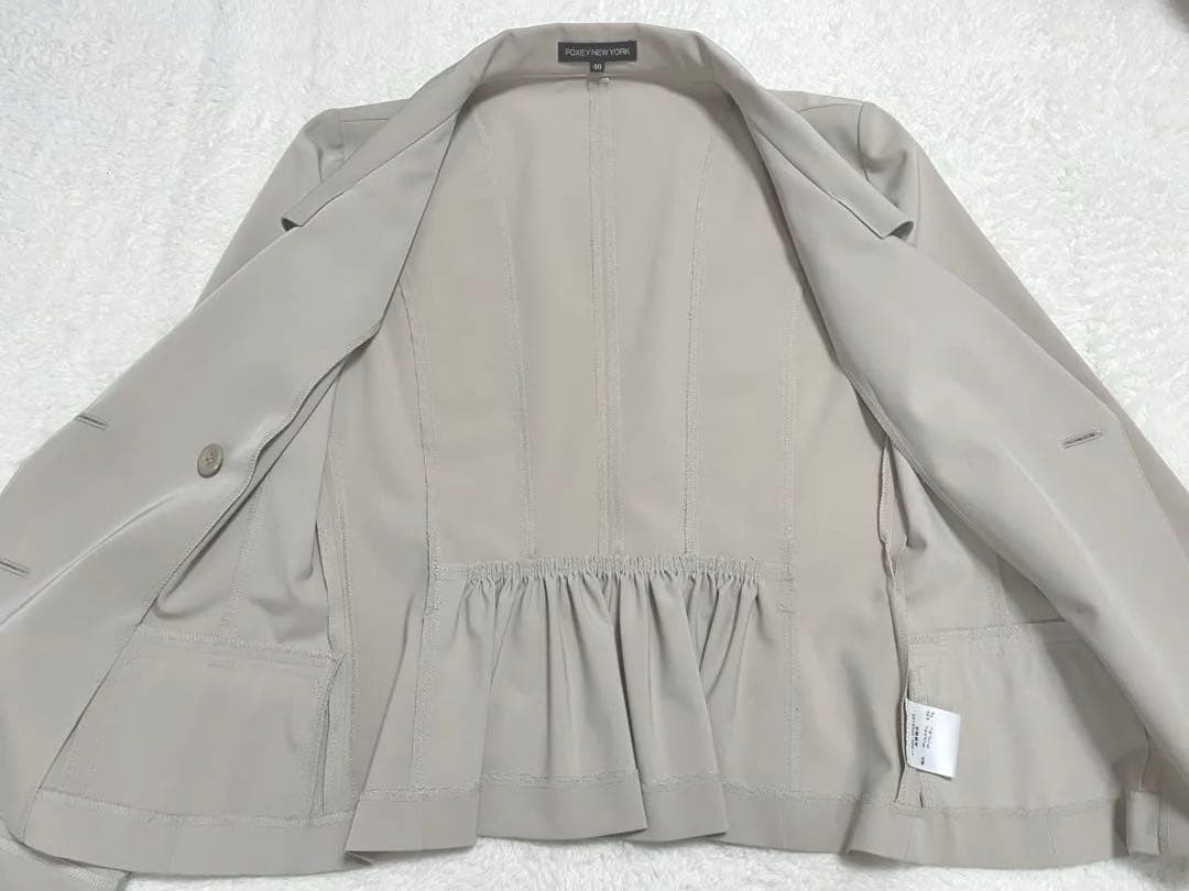 美品 FOXEY ベージュ ダブルジャケット 40 フォクシーニューヨーク