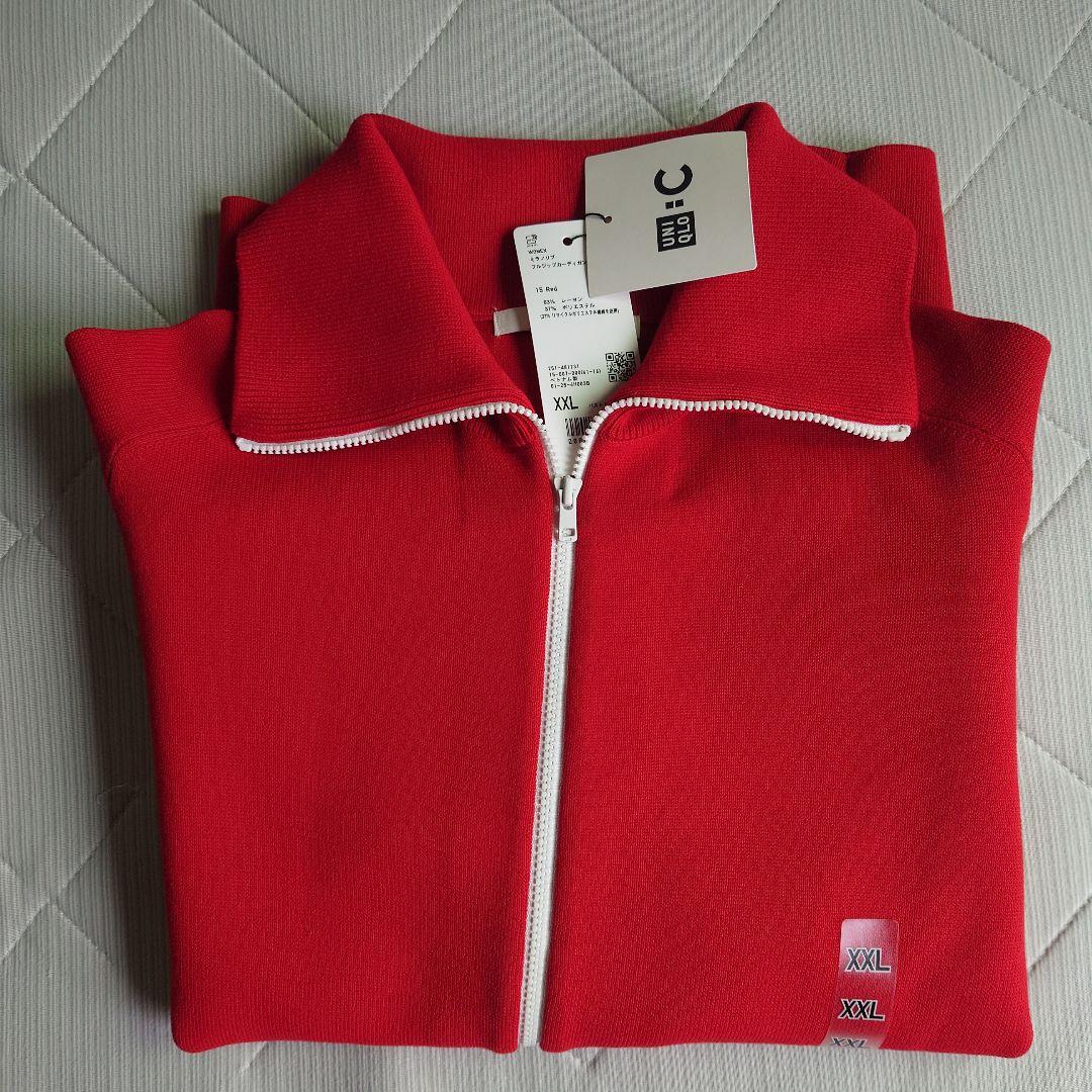 XXL【新品未使用】ミラノリブフルジップカーディガン　ユニクロC　レッド