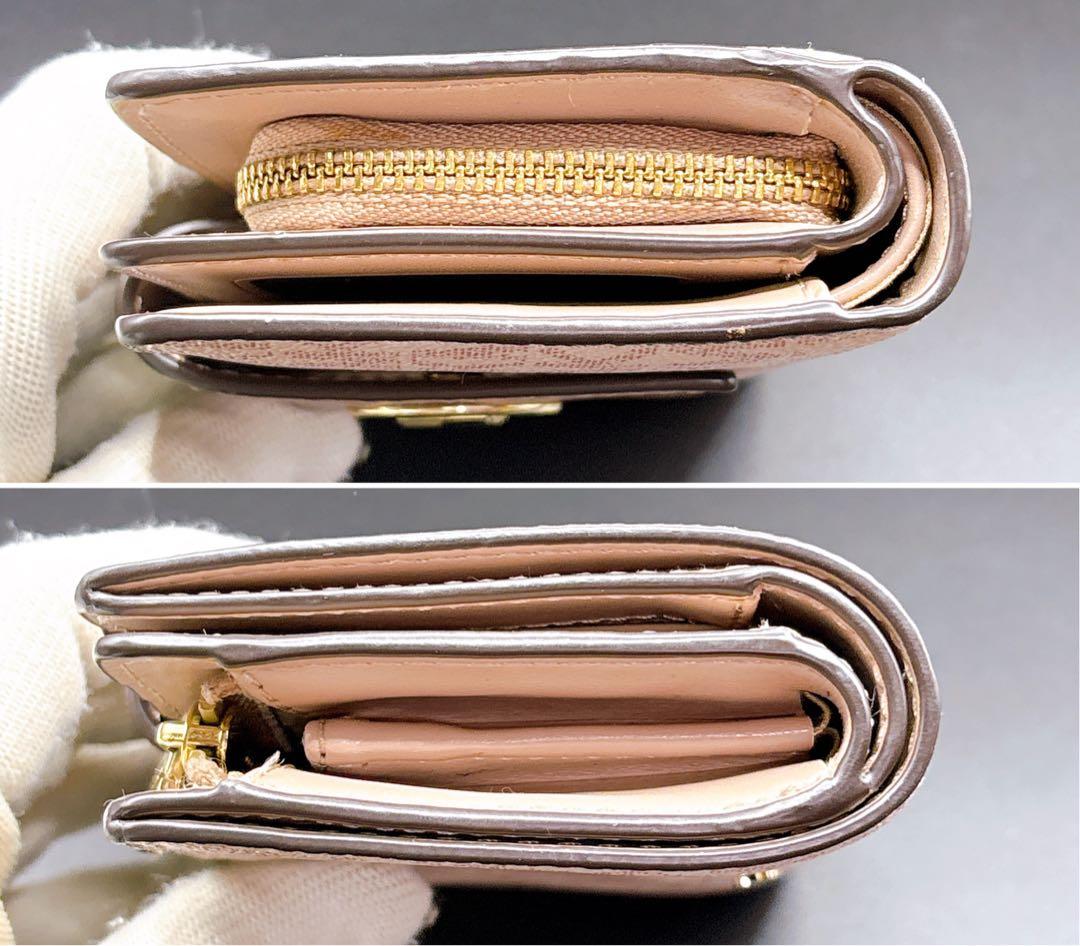 こ*み様 ✨極美品✨マイケルコース ピンクシグネチャー 折り財布 ゴールド金具