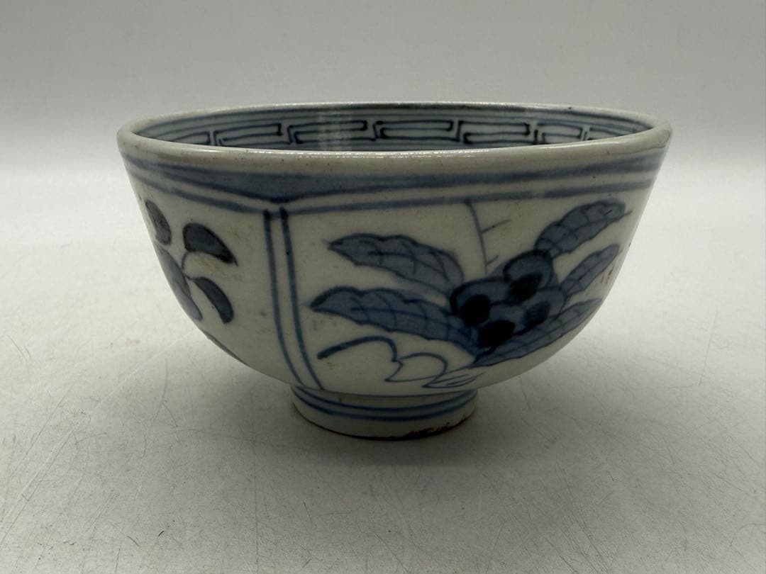 古染　花果紋蓋茶碗　送料込み260118