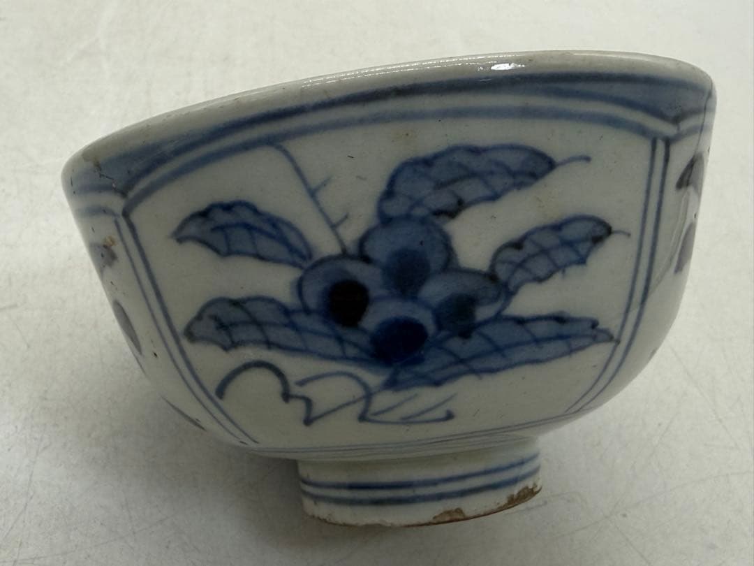 古染　花果紋蓋茶碗　送料込み260118